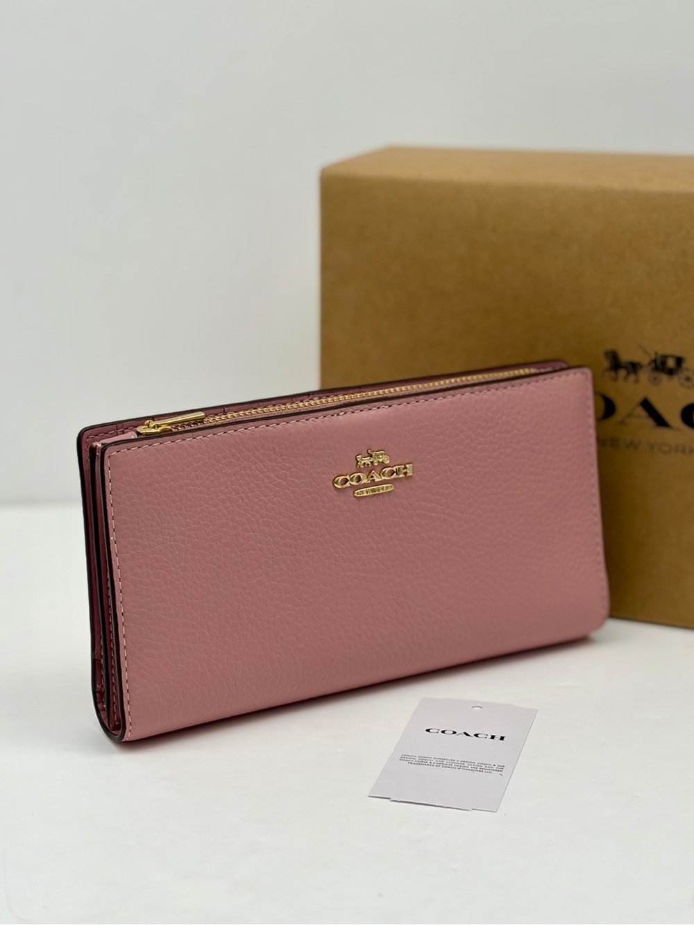 Coach Refine Pebble Leather
Slim Zip Wallet Pink NWT